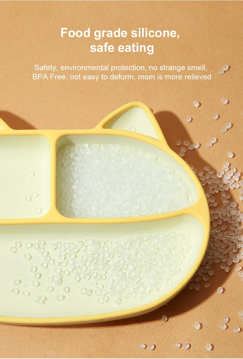 NON-SLIP BABY SILICON PLATE WITH STRAW (CAT SHAPE) - image 2