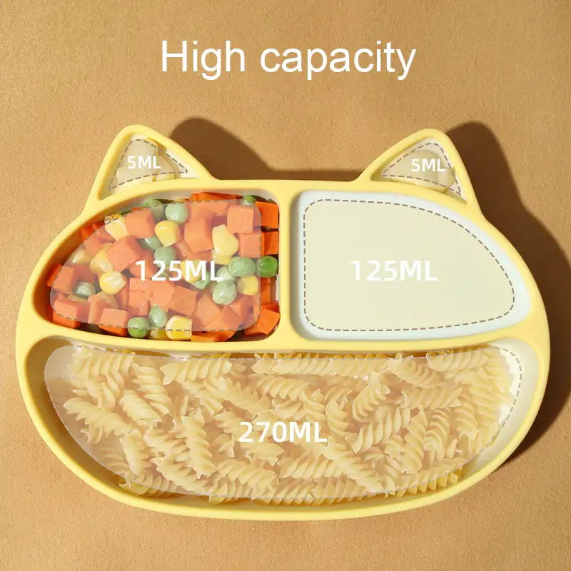 NON-SLIP BABY SILICON PLATE WITH STRAW (CAT SHAPE) - image 1